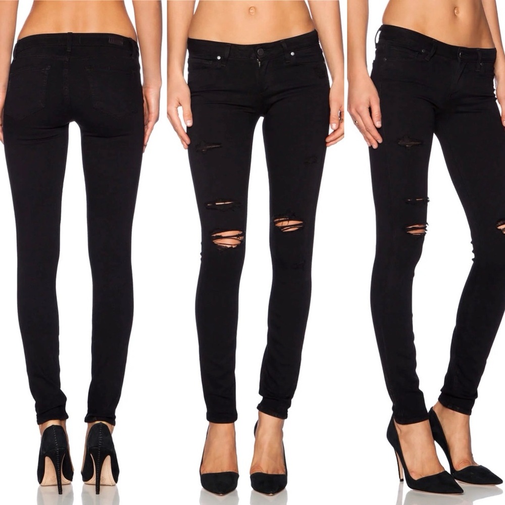 PAIGE VERDUGO ULTRA SKINNY JEANS BLACK SHADOW RIPPED DESTRUCTED DISTRESSED 26